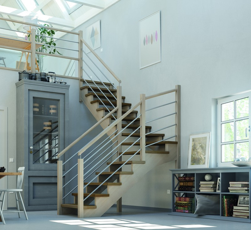 Escalier DOUBLE LIMONS CREMAILLERES EXCENTRÉS BOIS