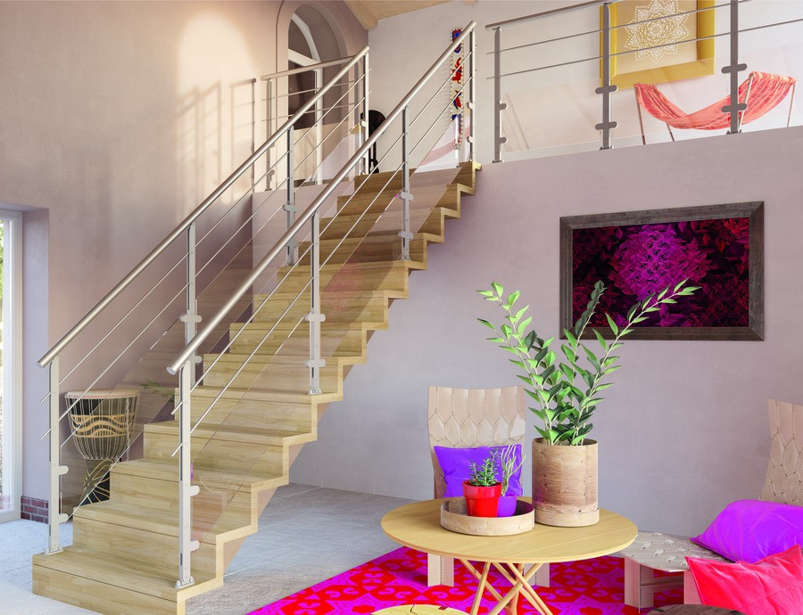 ESCALIER BOIS A LIMON CENTRAL