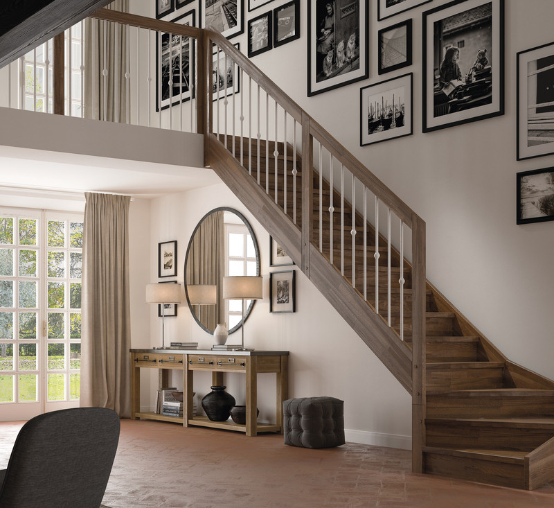 Escalier FIRENZE balustre métal + bois