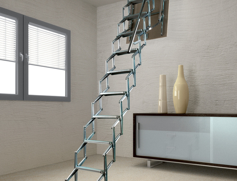 Escalier escamotable type pantographe en aluminium