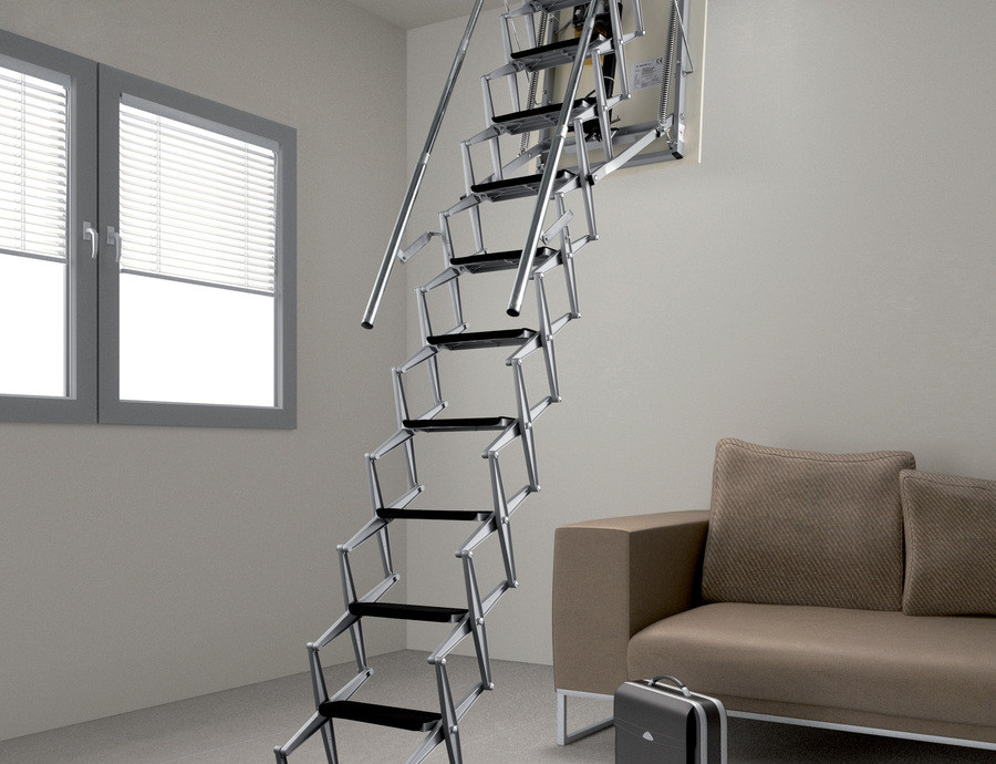 Escalier escamotable type pantographe motorisé