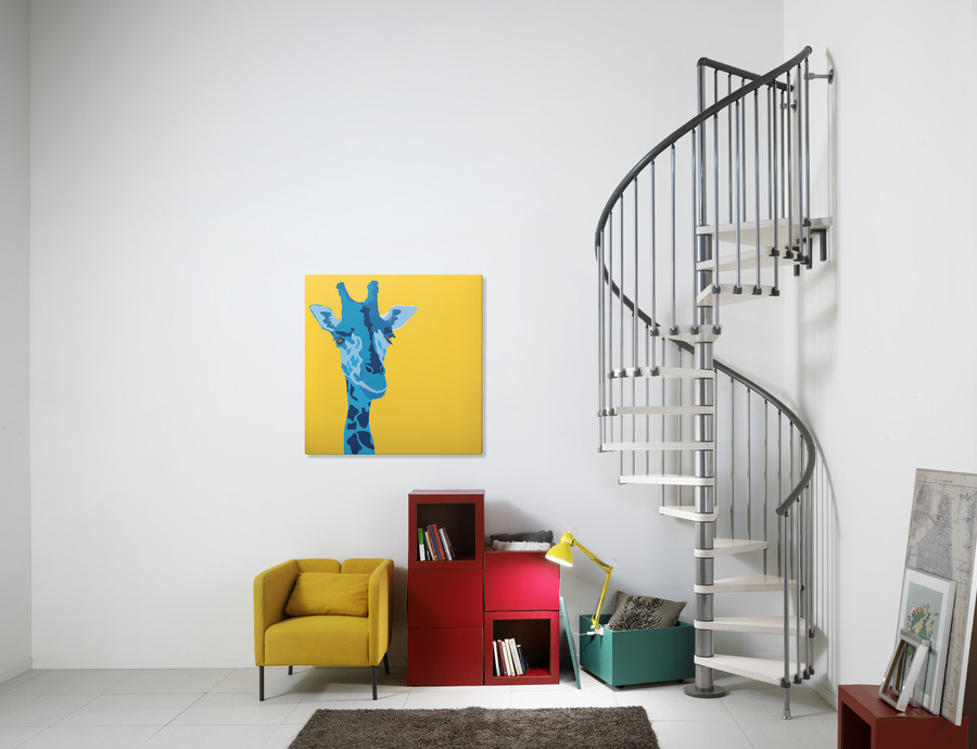 Escalier prêt à poser AURELIA - rampe INOX Diamètre 140